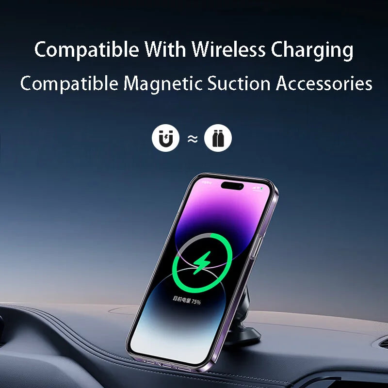 "MagSafe-Compatible Magnetic Case: Ultra-Slim, Straight Edge Design for iPhone with Wireless Charging Support"